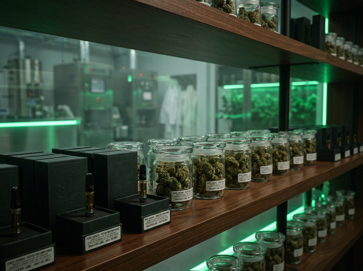 Licensed cannabis production with compliance labels
