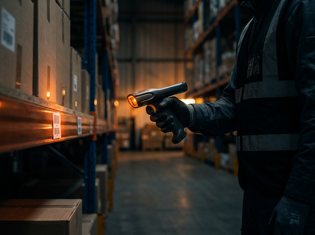 Zebra barcode scanner in Quebec warehouse — Étiquettes Rive-Sud, authorized reseller