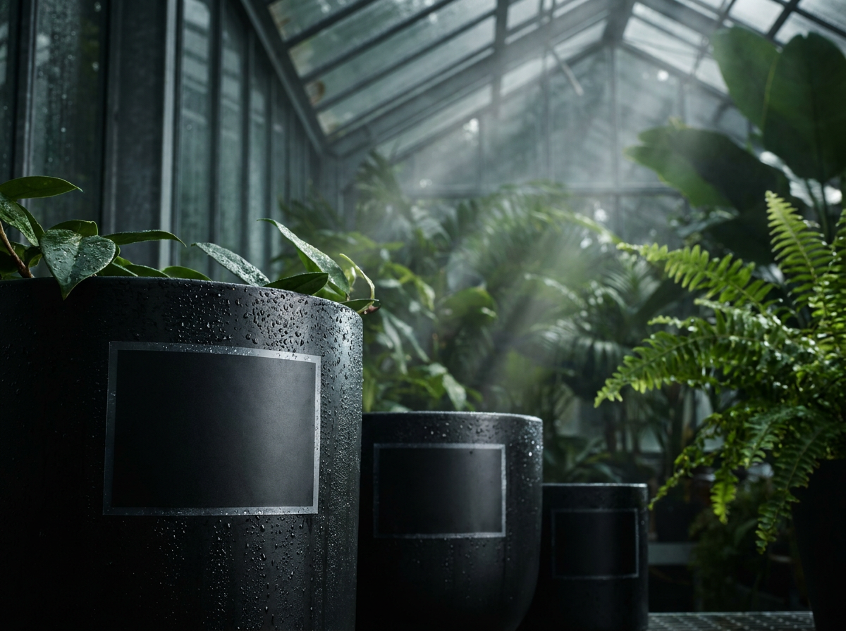 Étiquettes horticoles vinyle résistantes à l'humidité et aux UV dans une serre agricole au Québec