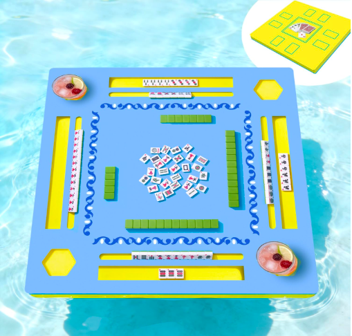 Abrispl Floating Mahjong Table — Blue & Yellow