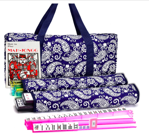 Mose Cafolo American Mahjong Set, Blue Paisley Bag