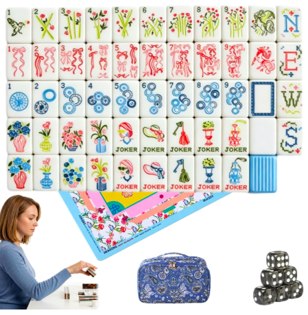 LJXWRF 2026 4-Layer Acrylic Mahjong Set — pink American Mahjong set