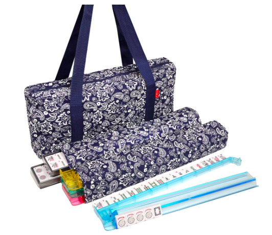 Linda Li American Mahjong Set, Blue Paisley Soft Bag