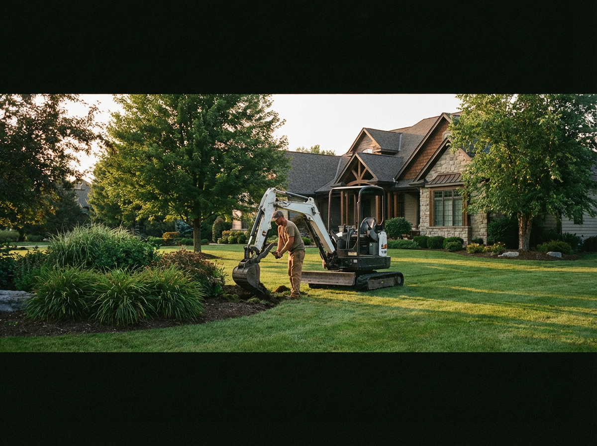 Landscaping professional at work