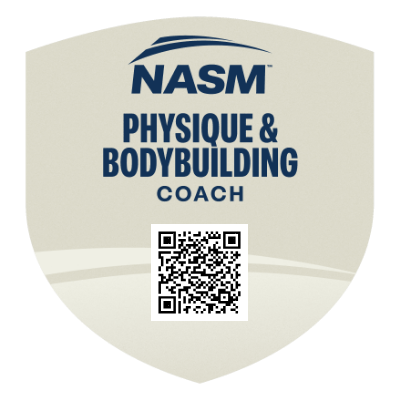 NASM Physique and Bodybuilding Coach Certification Badge - Joel Jenkins Oklahoma City