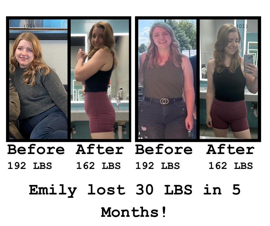 Emily Q 30 pound weight loss transformation before after photos Oklahoma City