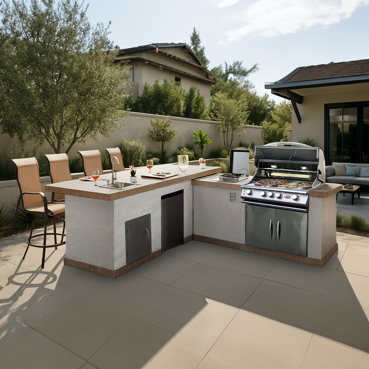 CalFlame Platinum Series-Carmel Q 870 R/L luxury BBQ island