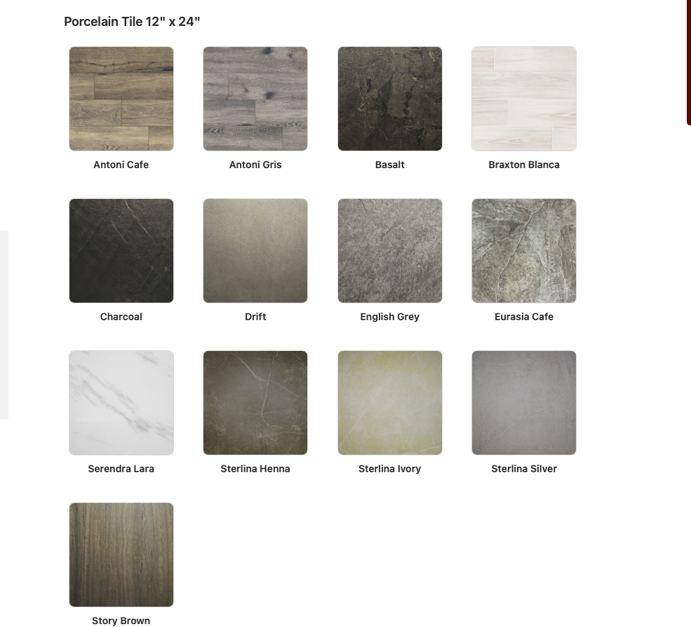 Porcelain Tile countertop color options
