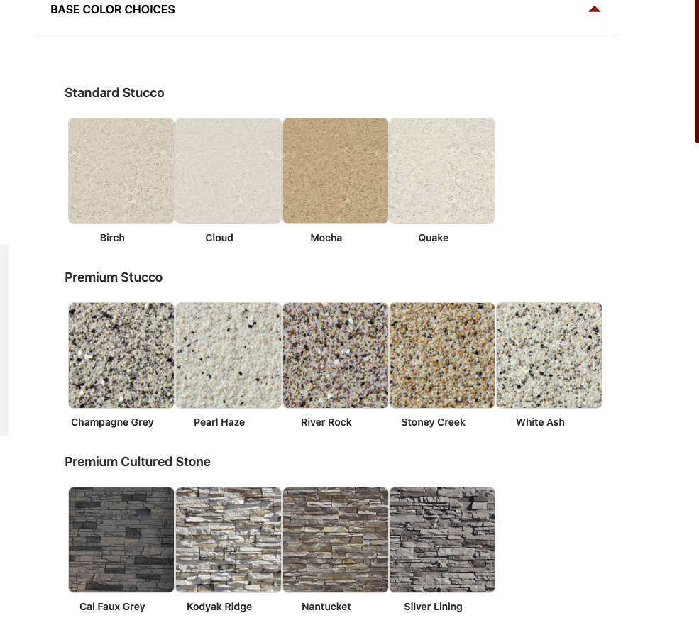 Base color options chart