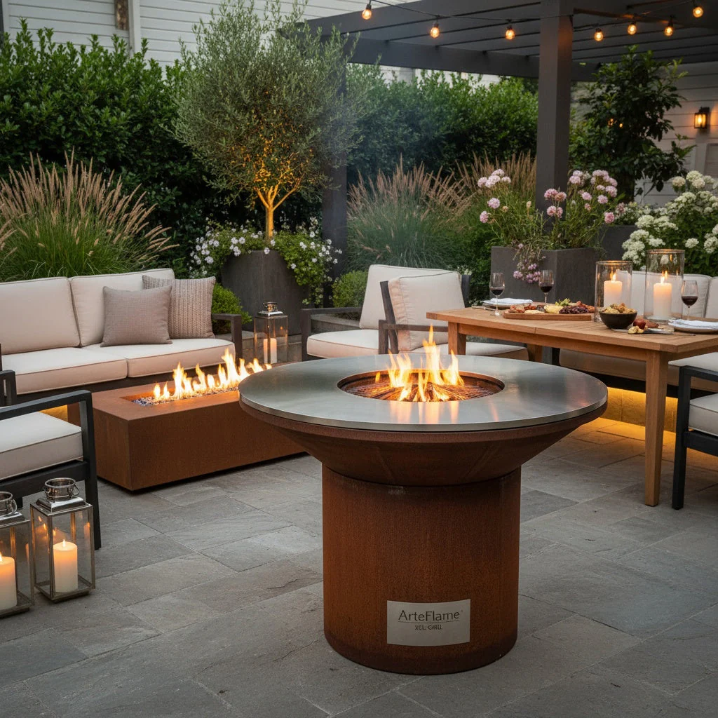 ArteFlame live-fire grilling in a luxury outdoor setting