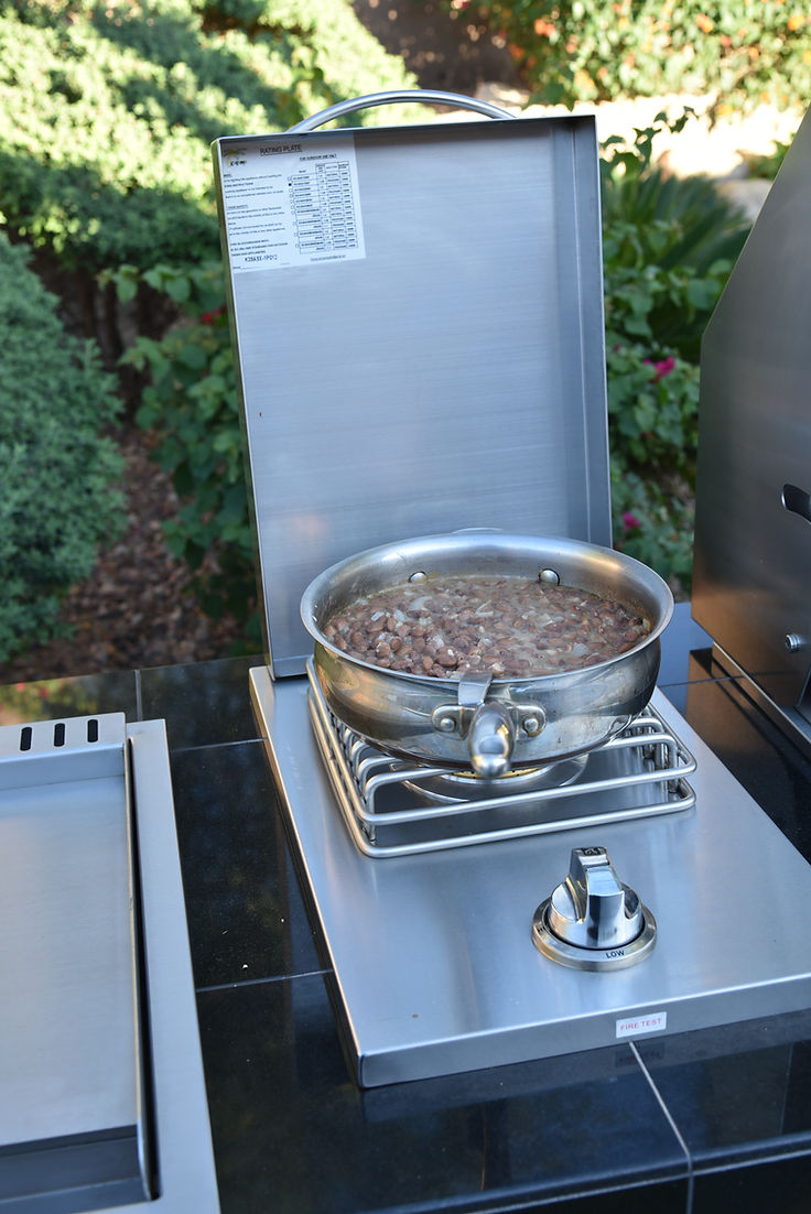 KoKoMo drop-in side burner installed in an outdoor kitchen