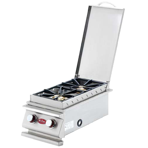 Cal Flame Double Side Burner built-in stainless steel with hinged lid