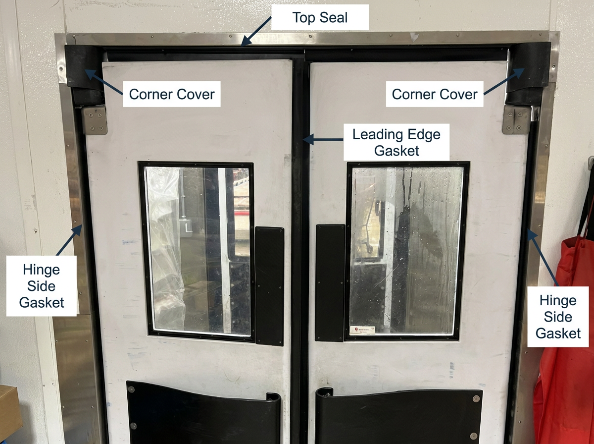 Grocery store Chase door with perimeter gasket and top seal