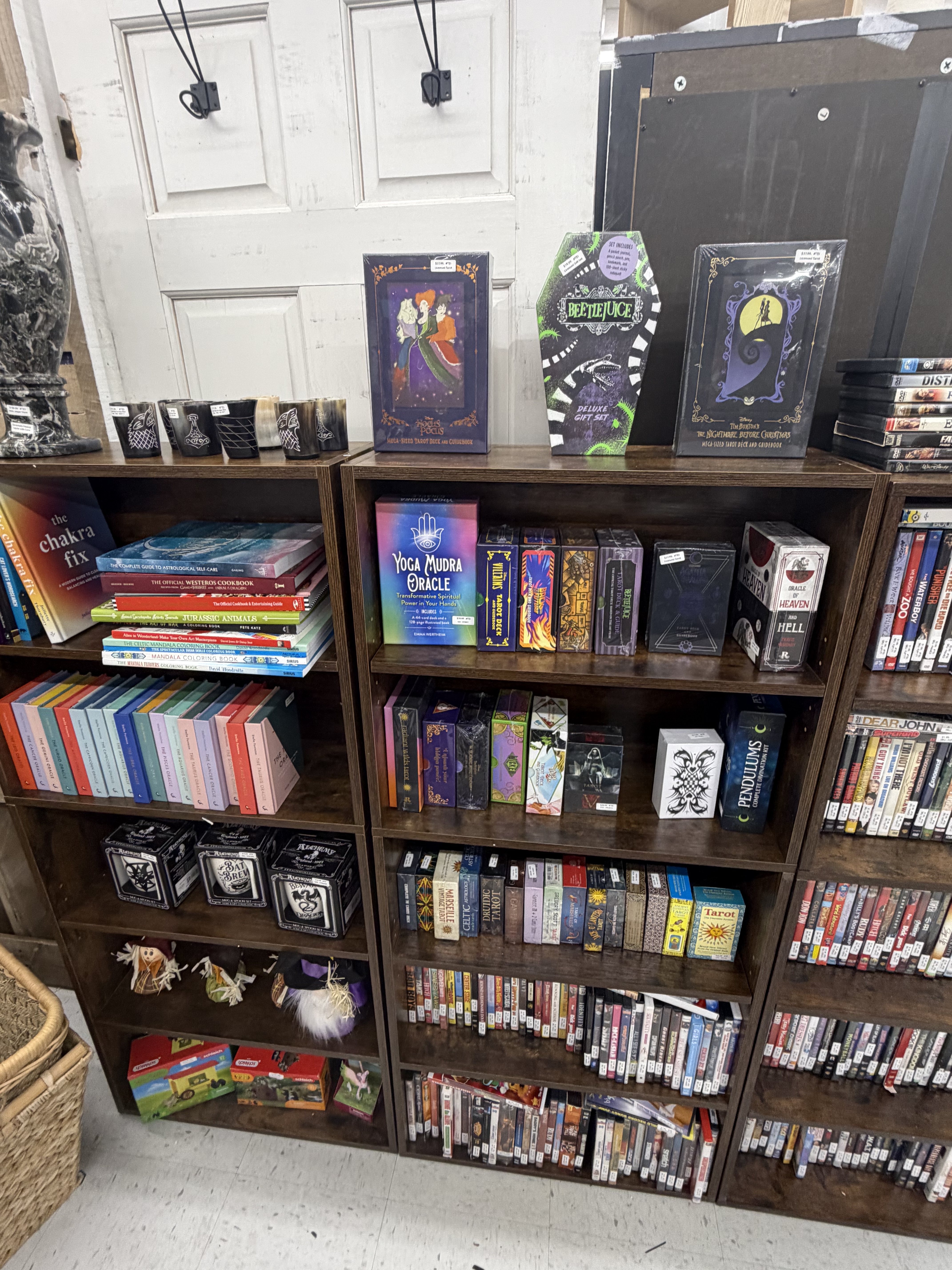 Books, tarot decks, and DVDs