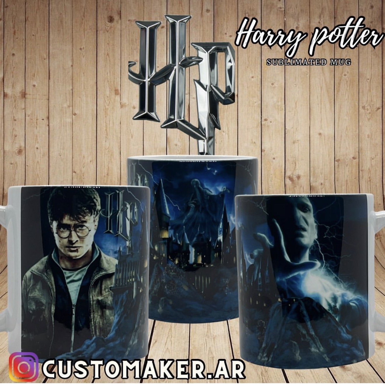 Harry Potter custom sublimation ceramic mug 11oz — Magical design with Harry and Voldemort, US shipping