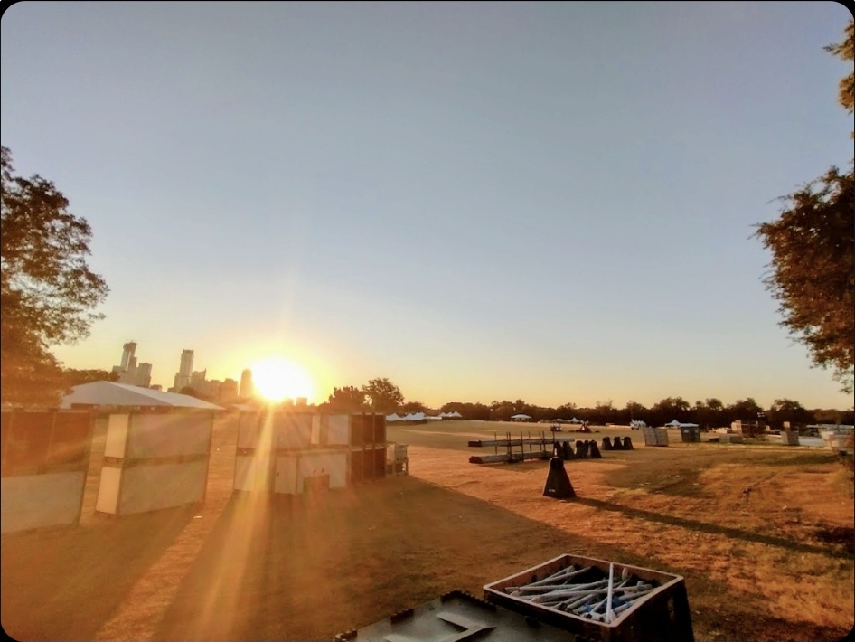 Sunset over Zilker with the Austin skyline