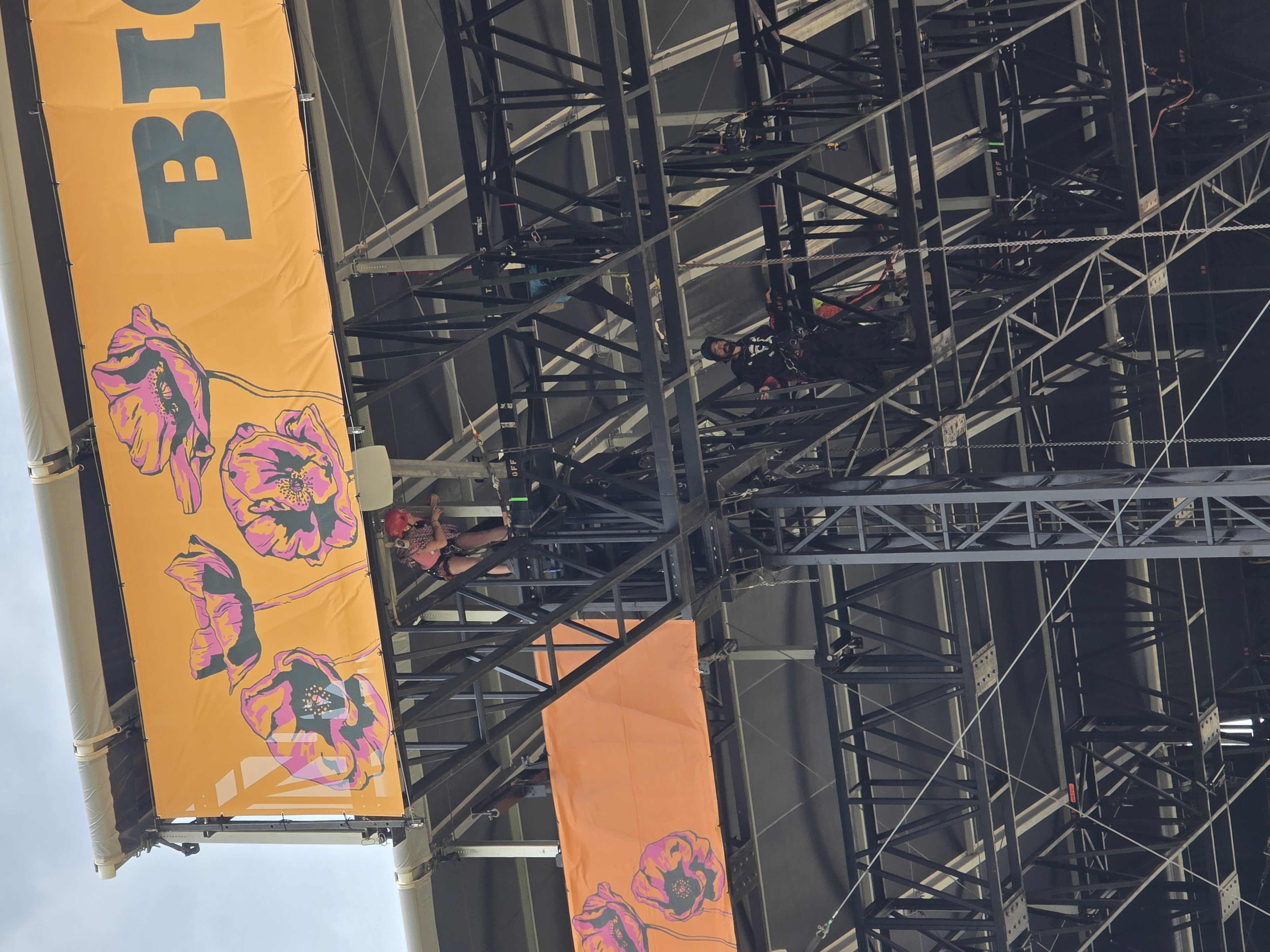 Rigging crew on stage