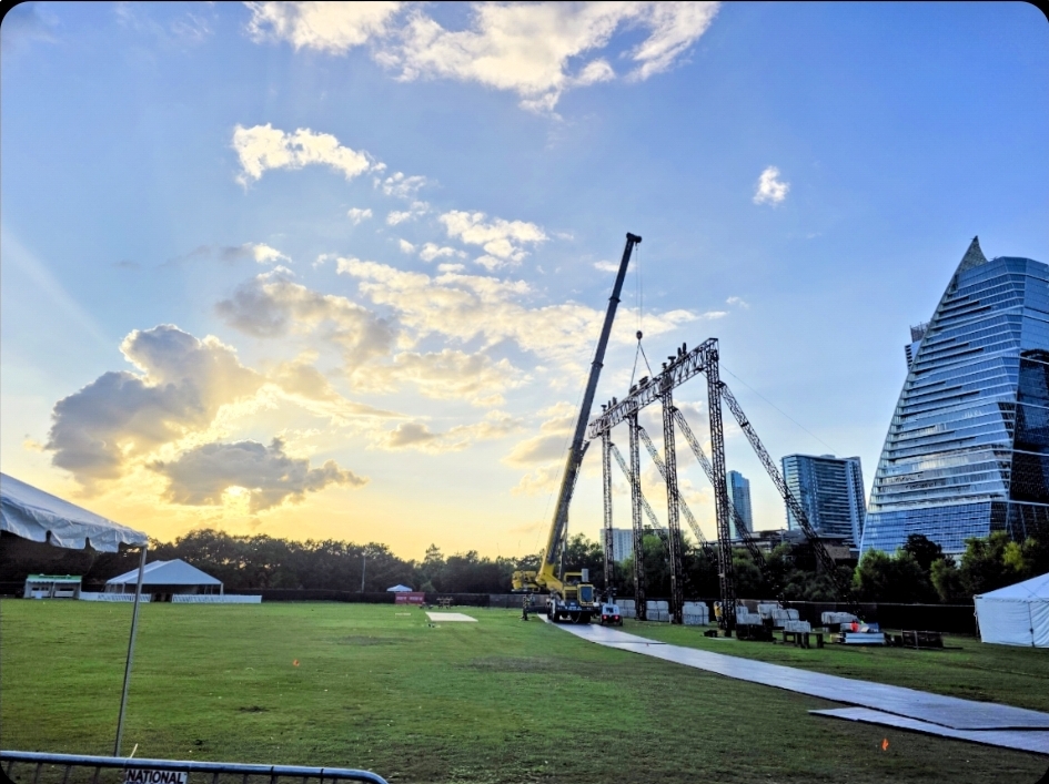 Austin — sunset crane lift