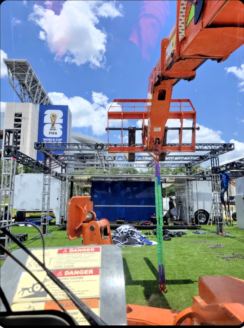Houston — crane lift with FIFA banner