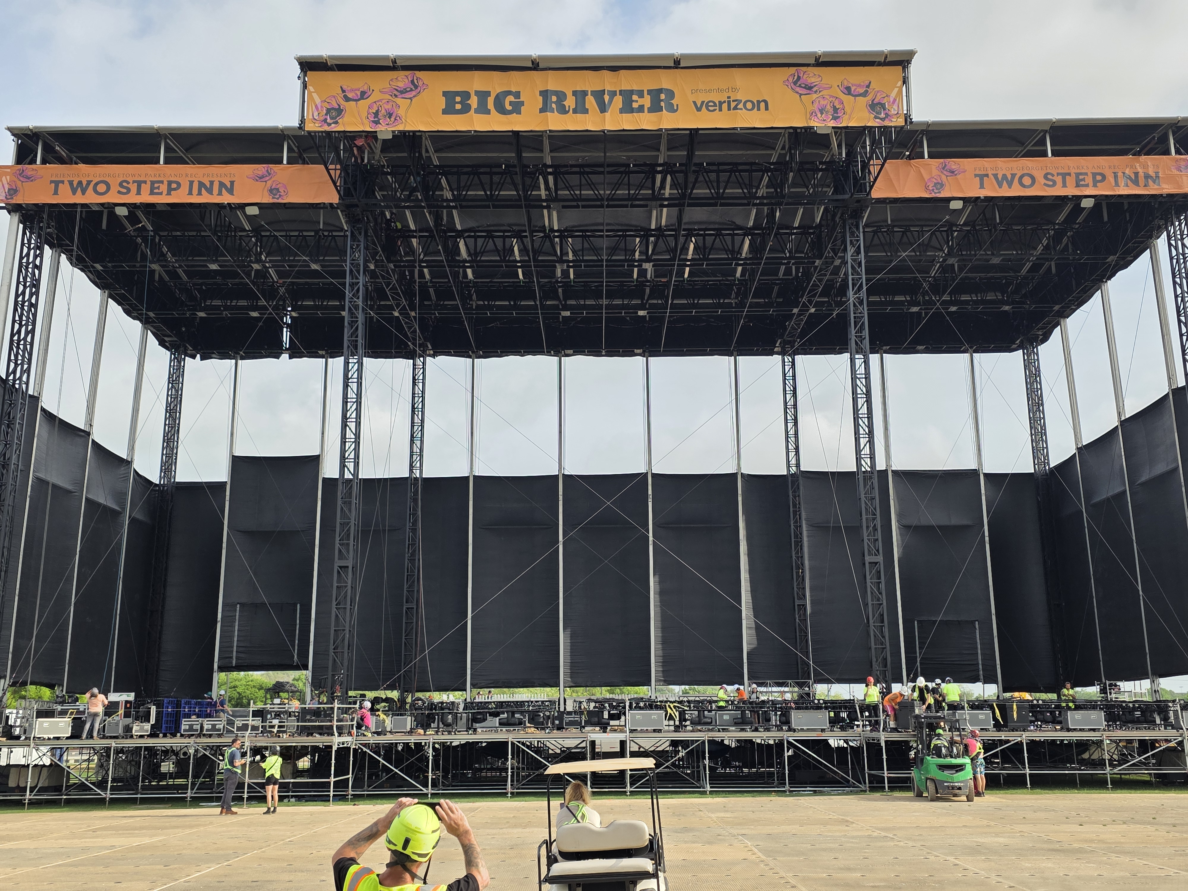 Big River stage build at Two Step Inn
