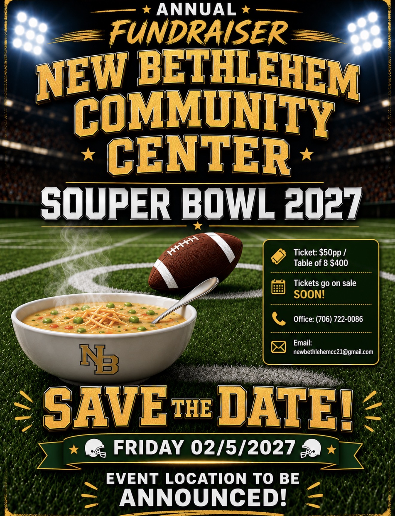 Souper Bowl 2027 Save the Date — Friday February 5, 2027
