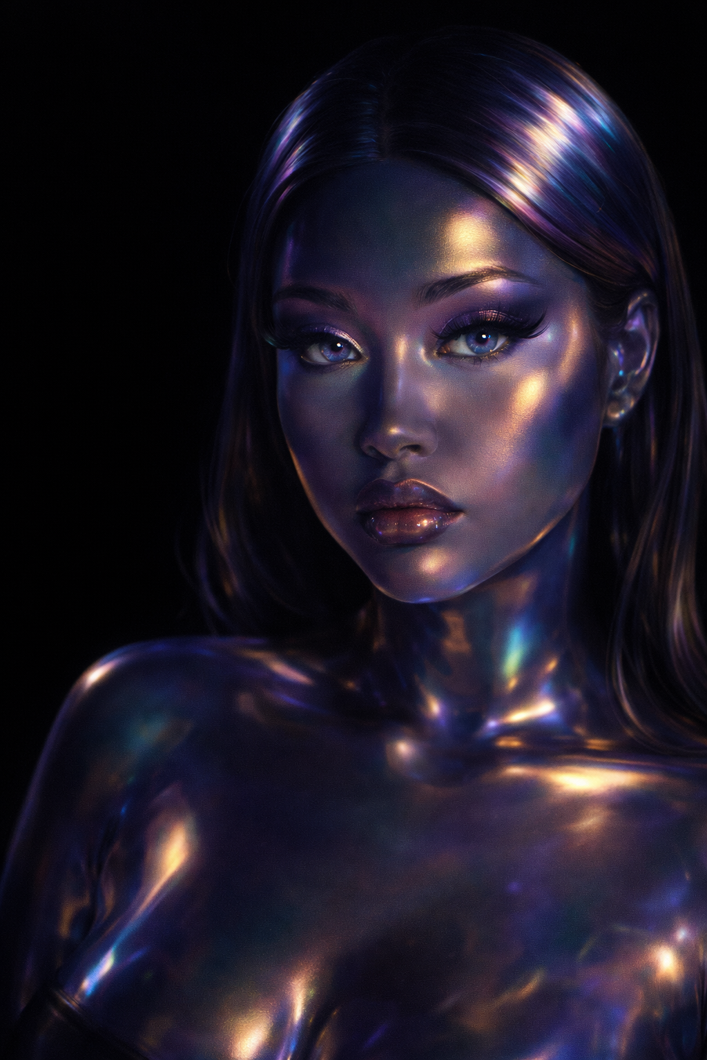 Holographic beauty portrait