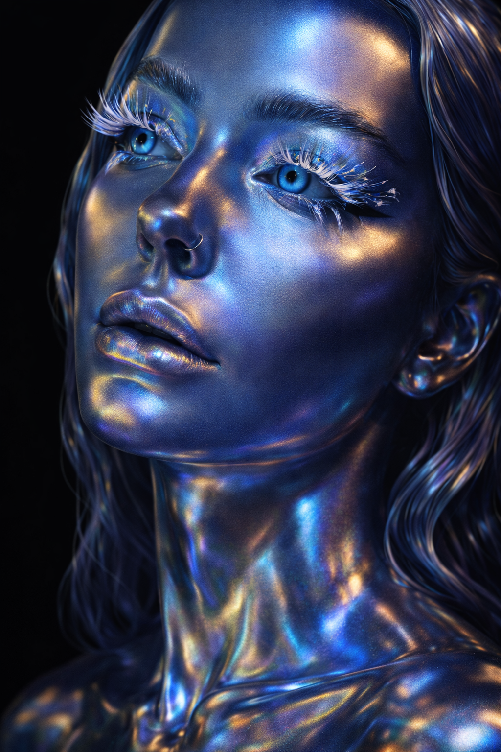 Blue iridescent crystal lashes