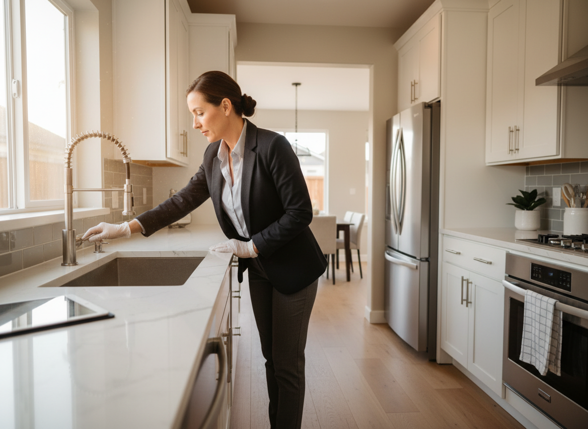 Property manager inspecting a Bay Area rental home
