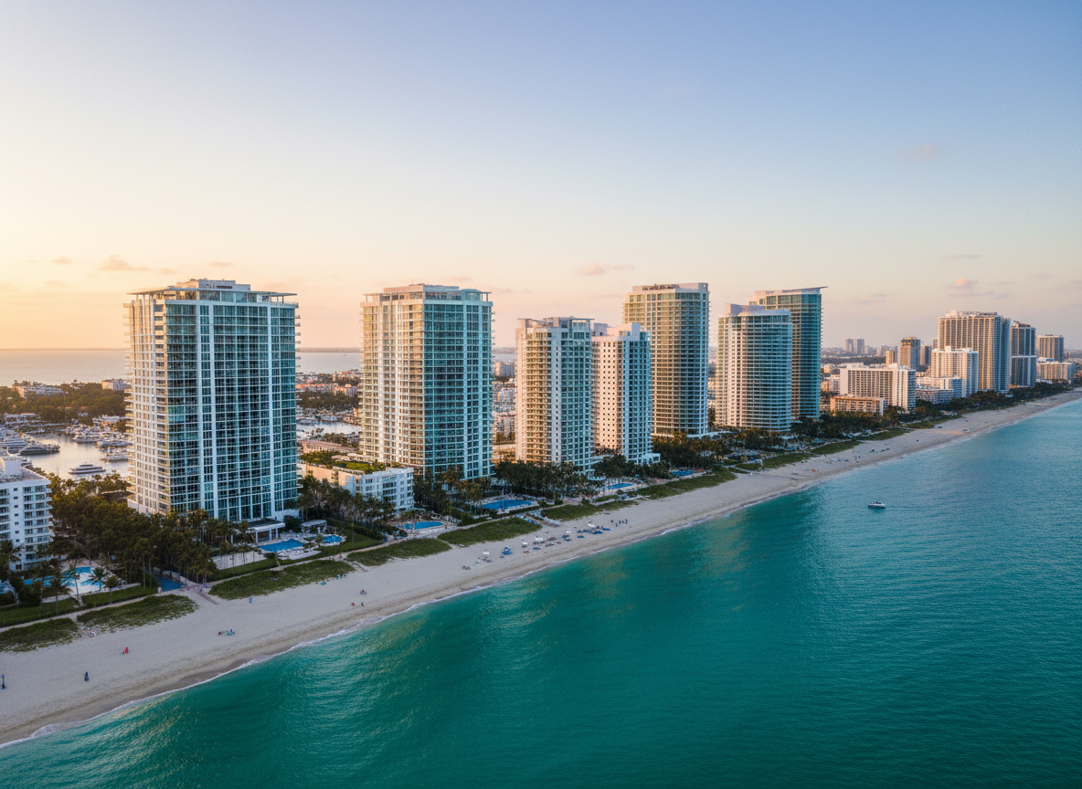 Luxury condominiums along the South Florida coastline