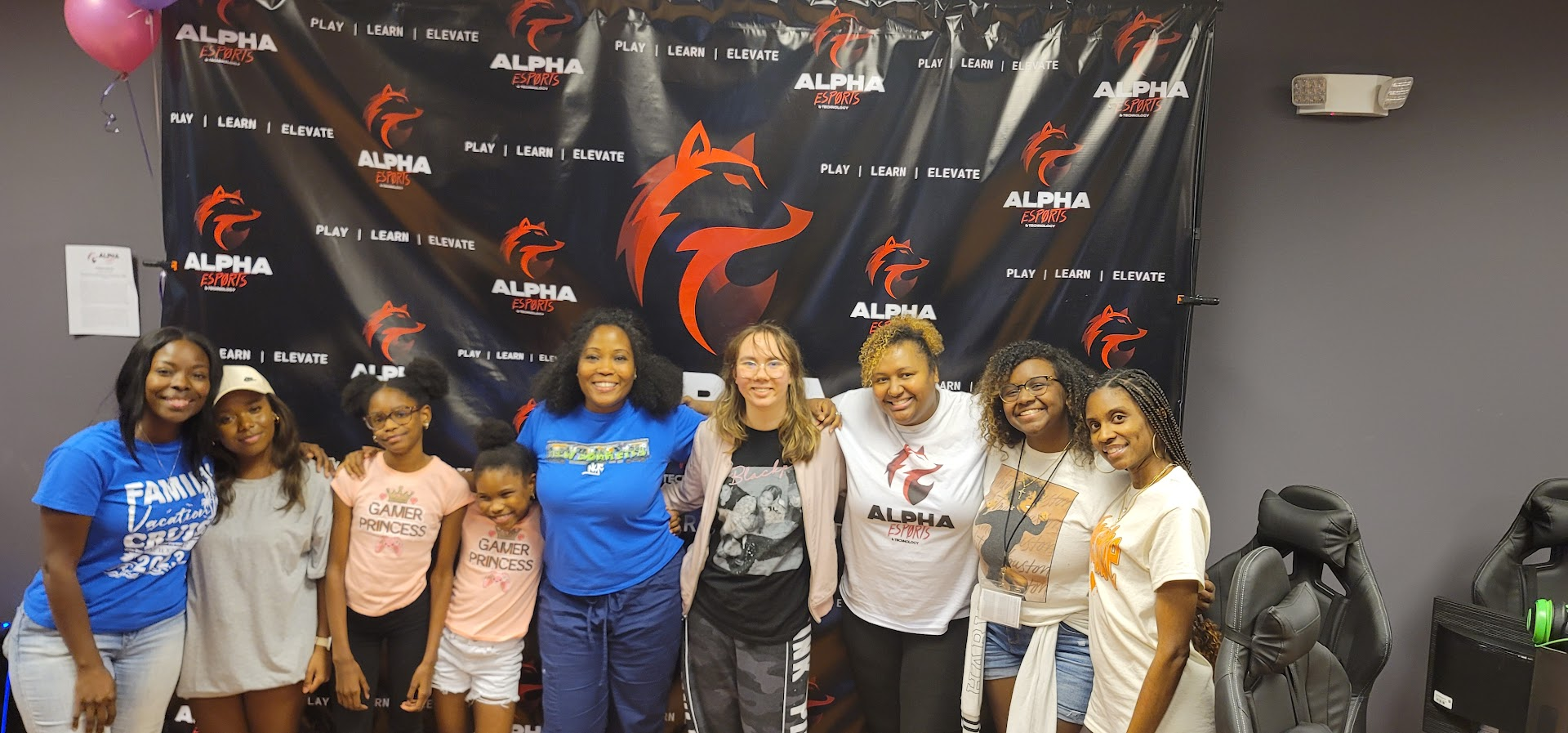 Group of girls and young women at Girls Game Too event at Alpha Esports & Technology