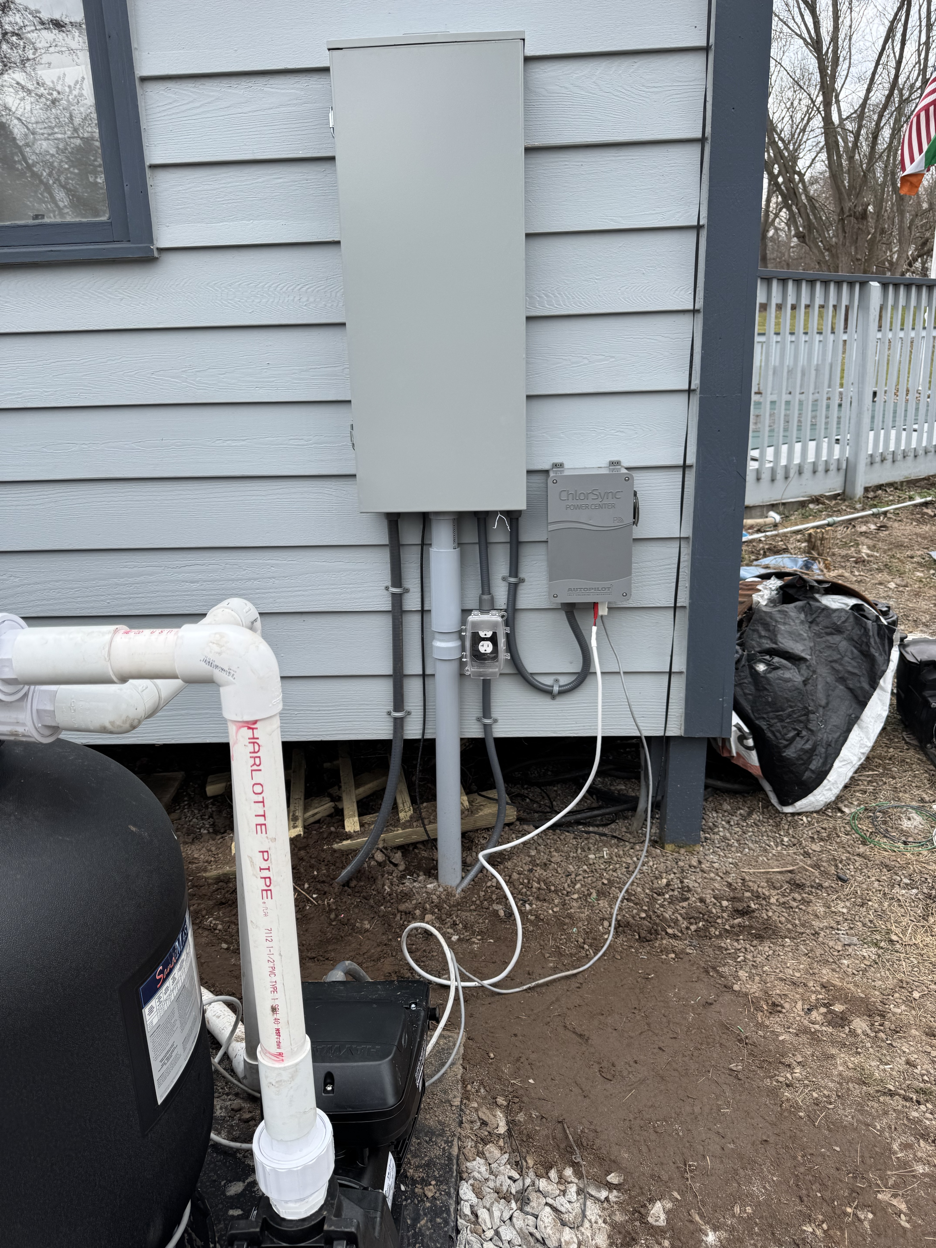 Pool subpanel and ChlorSync power center installation on residential home โ Monroe County NY, Premier Alarms and Electric