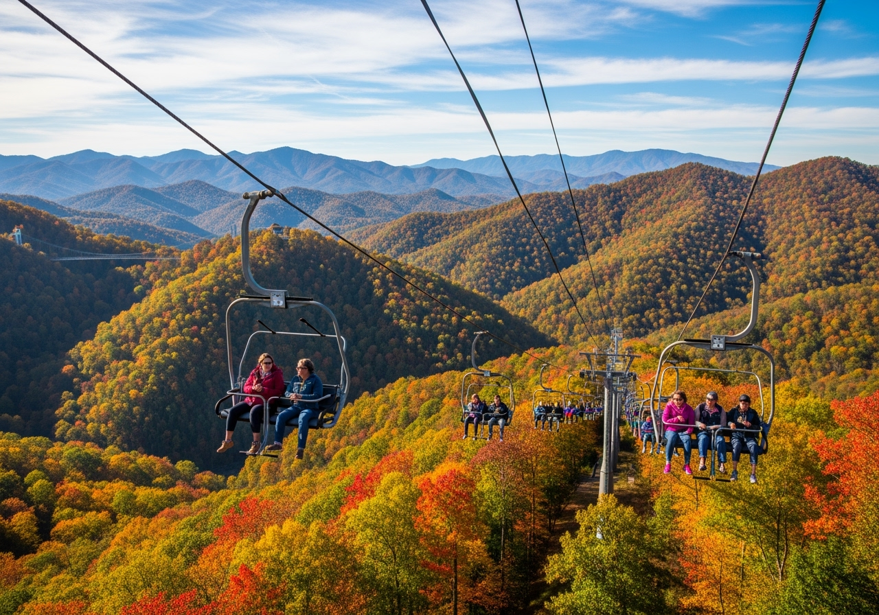 Gatlinburg SkyLift chairlift ride through autumn foliage