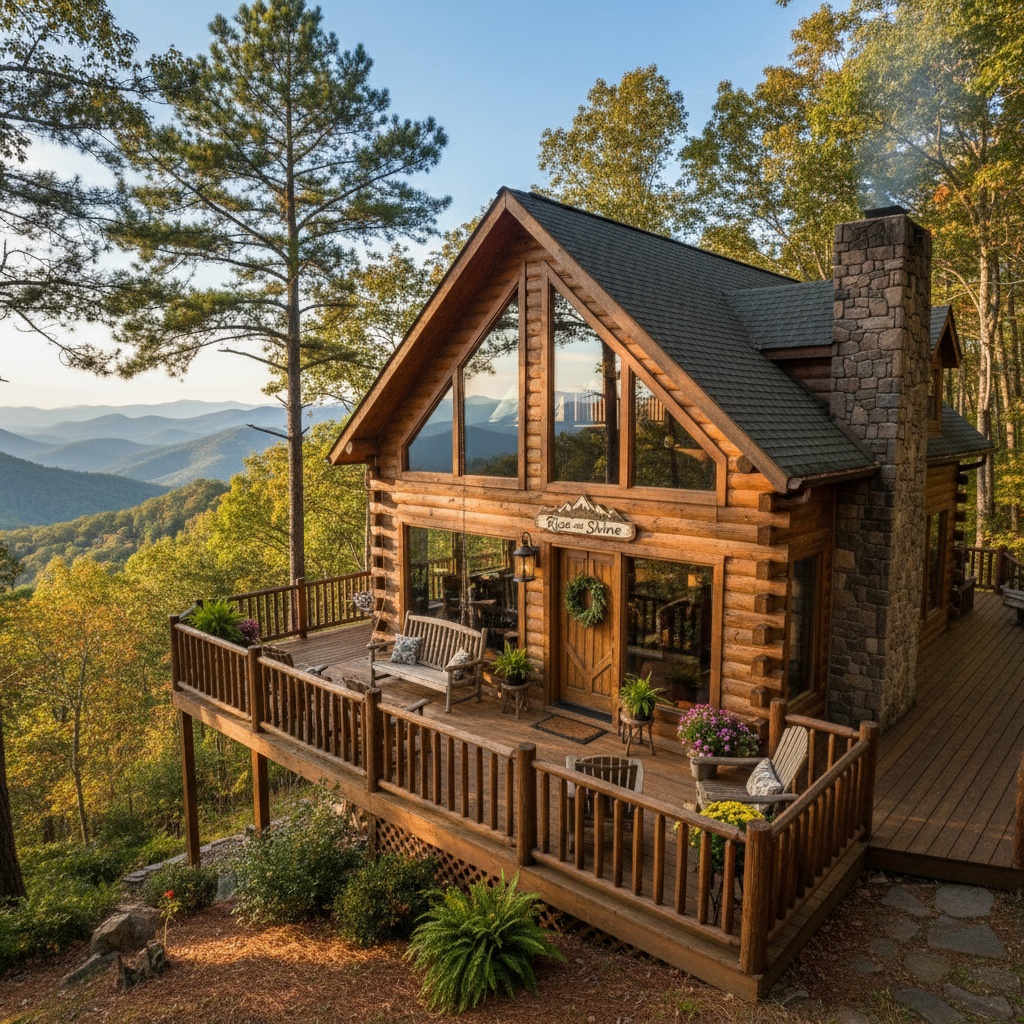 Rise and Shine pet-friendly log cabin with wraparound deck in Tennessee Smoky Mountains