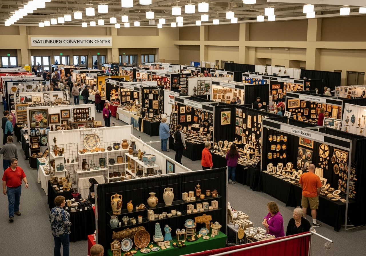 Gatlinburg Convention Center during craftsman's fair with organized craft booths
