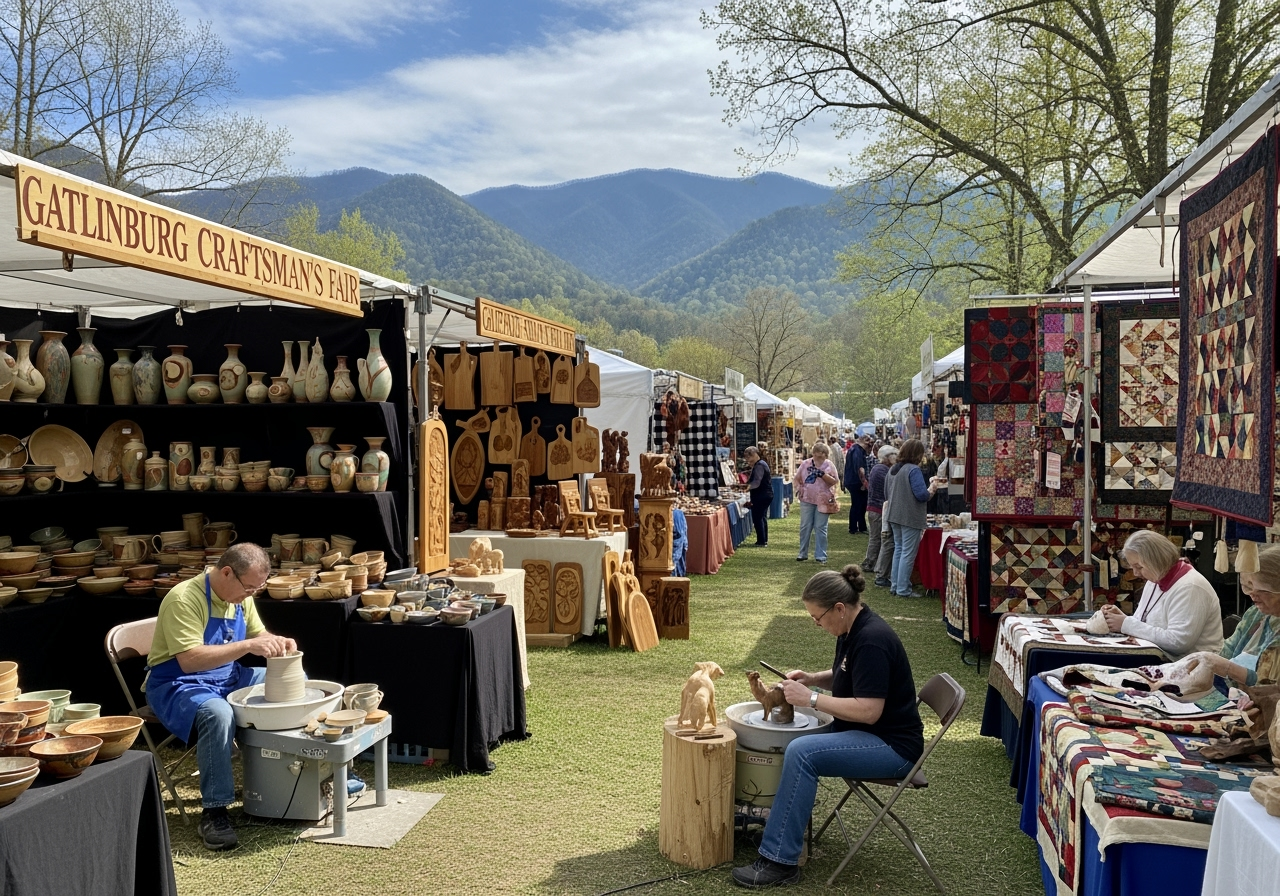Gatlinburg Craftsman's Fair with artisan booths and handmade crafts