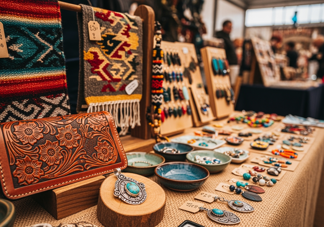 Unique handmade jewelry, leather goods, and artisan accessories