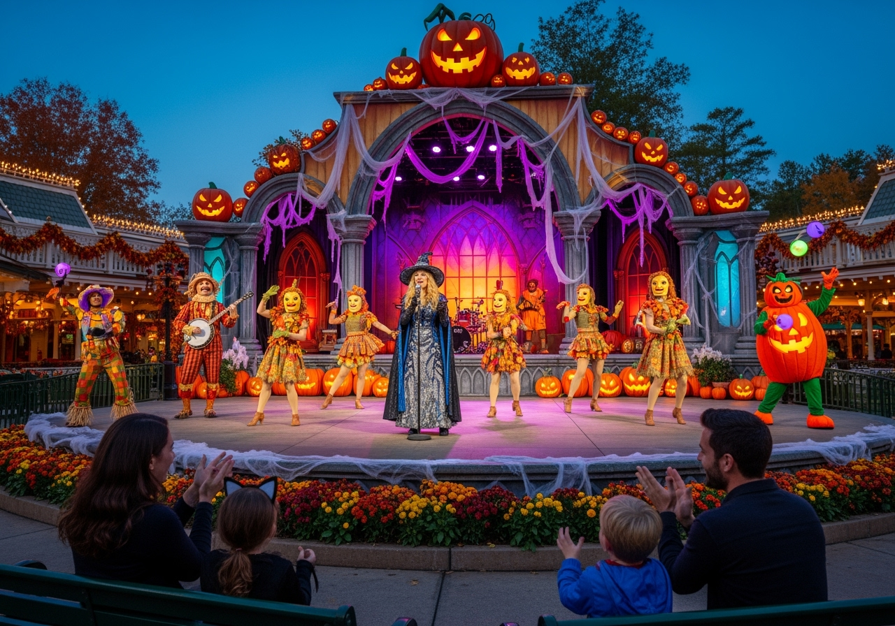 Dollywood Halloween shows with costumed characters and live entertainment