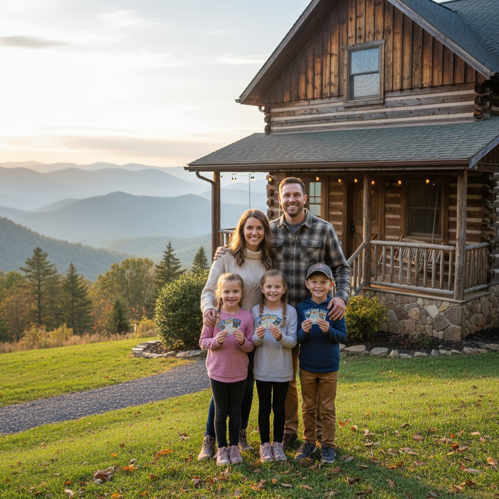 Happy family at Smoky Mountain cabin