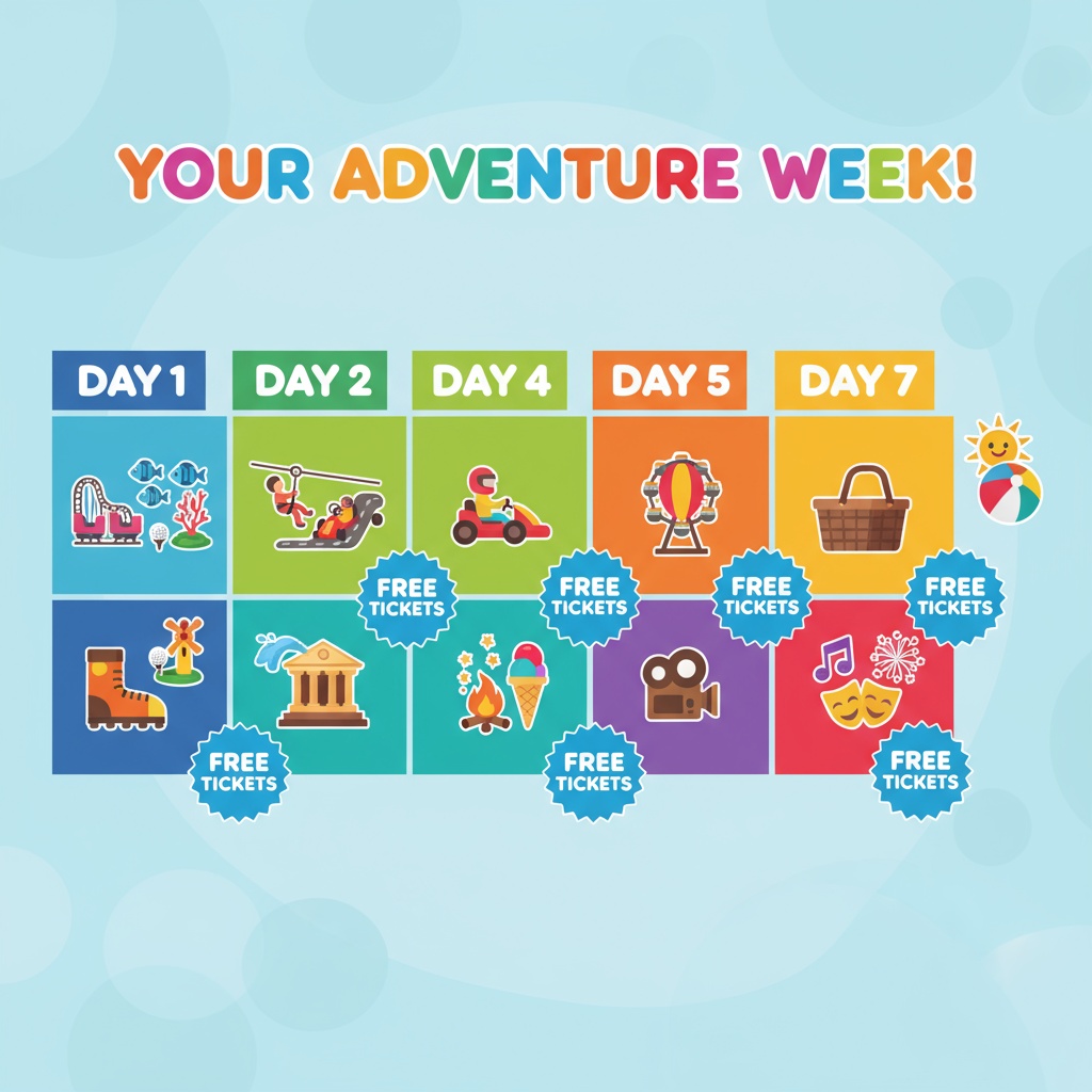 7-day vacation calendar with attractions