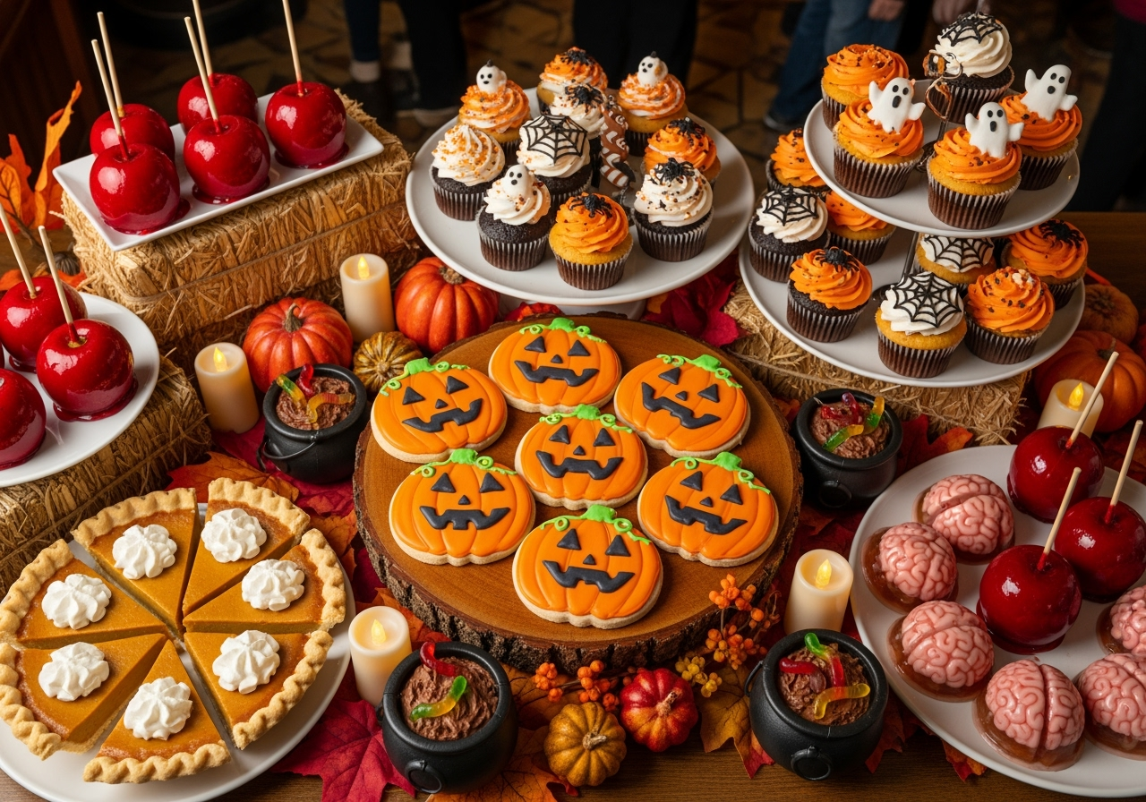 Halloween themed treats at Dollywood including spooky desserts and autumn foods