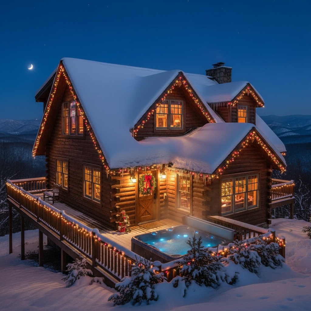 Cozy Christmas cabin rental in Smoky Mountains near Pigeon Forge Winterfest