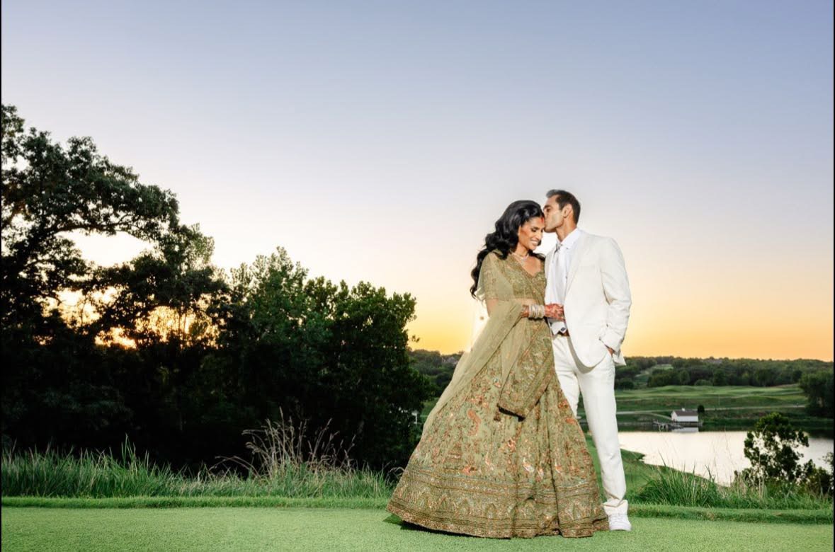 Pratik Patel and his wife on their wedding day