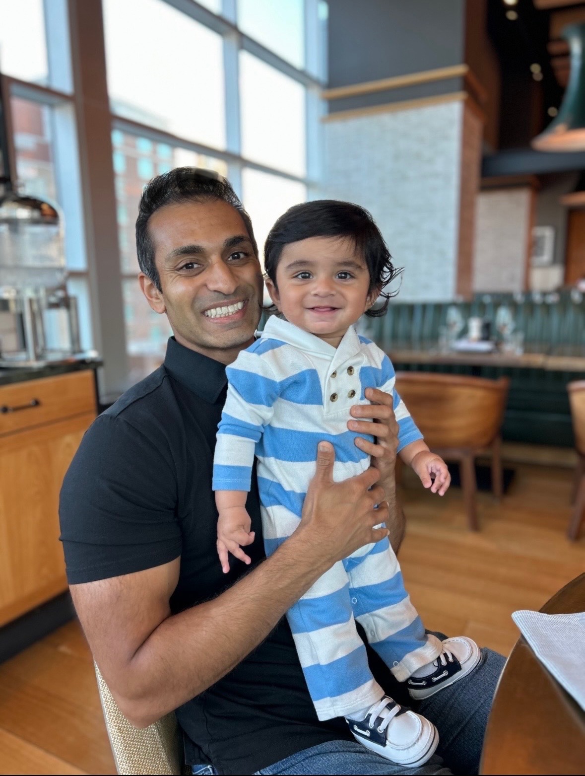 Pratik Patel with his son