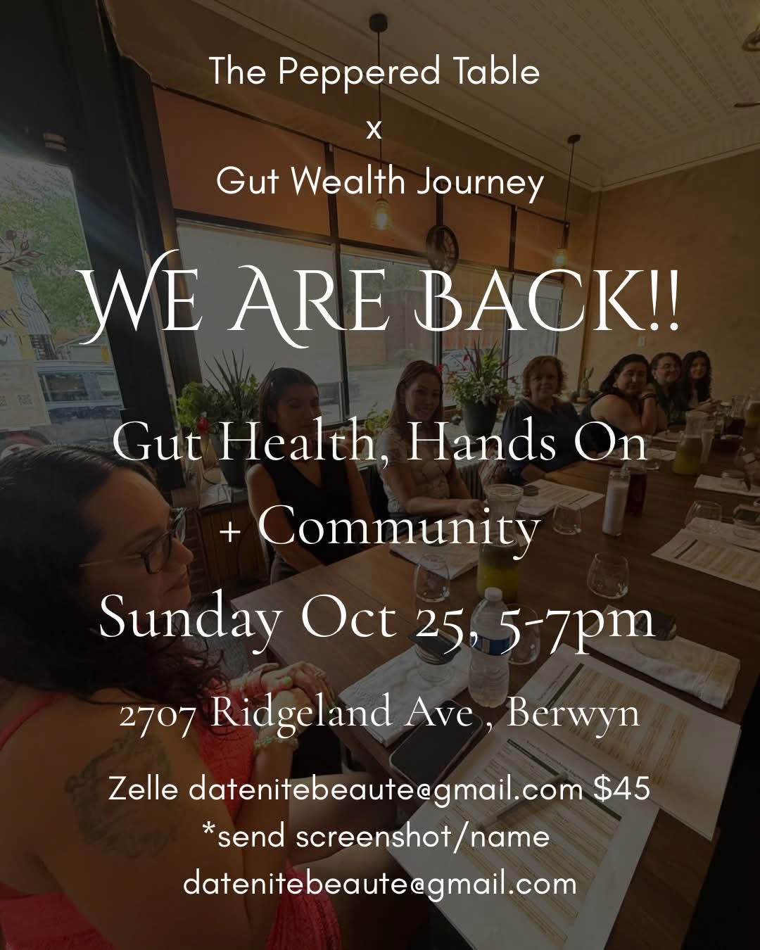 The Peppered Table x Gut Wealth Journey event flyer