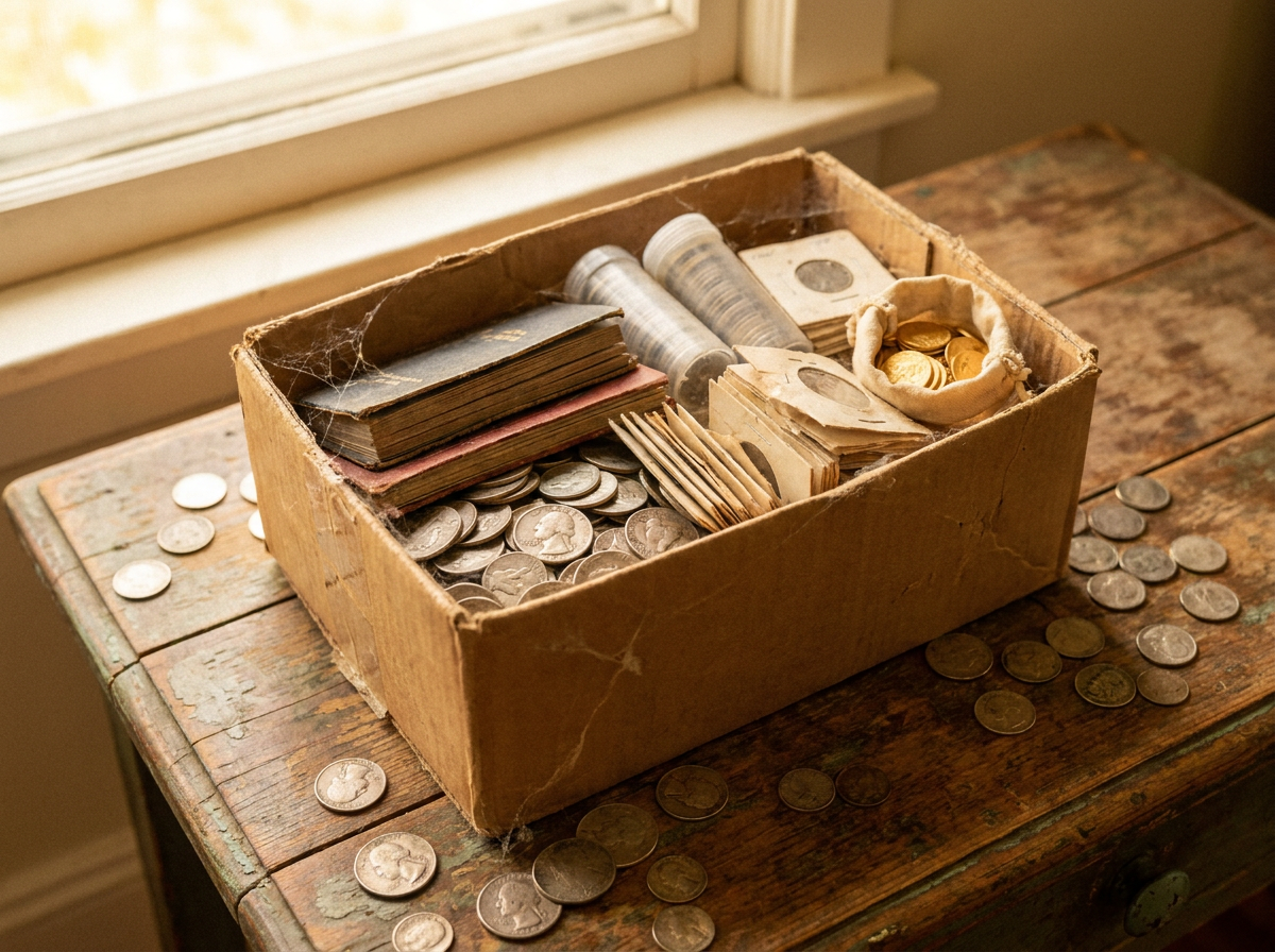 Old box of mixed coins — bring it as-is