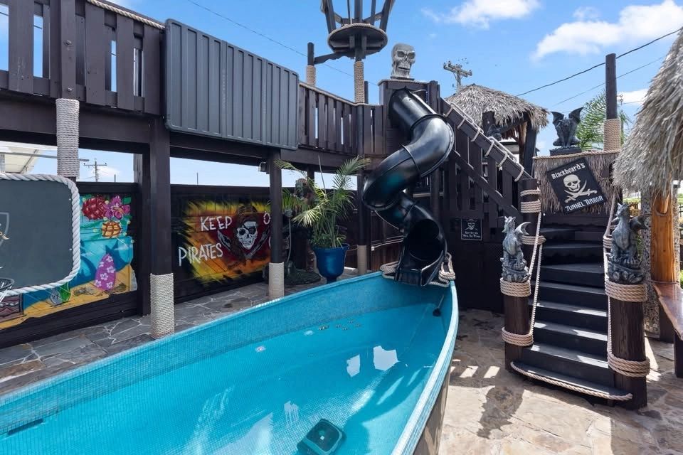 Pool with Spiral Slide