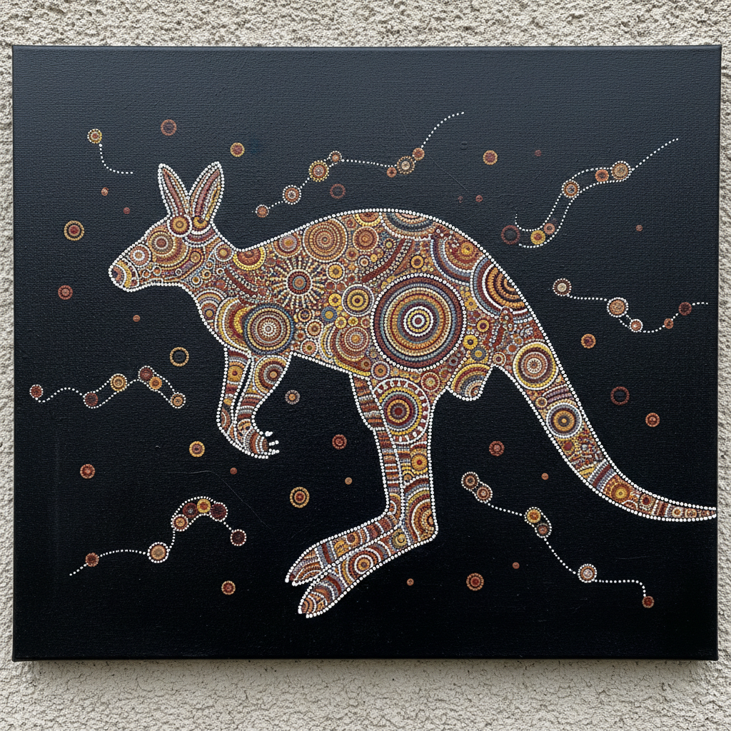 Aboriginal dot art kangaroo