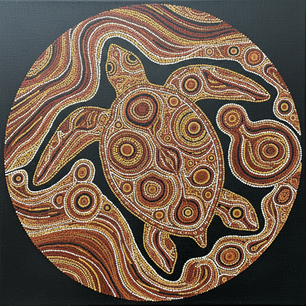 Aboriginal dot art turtle