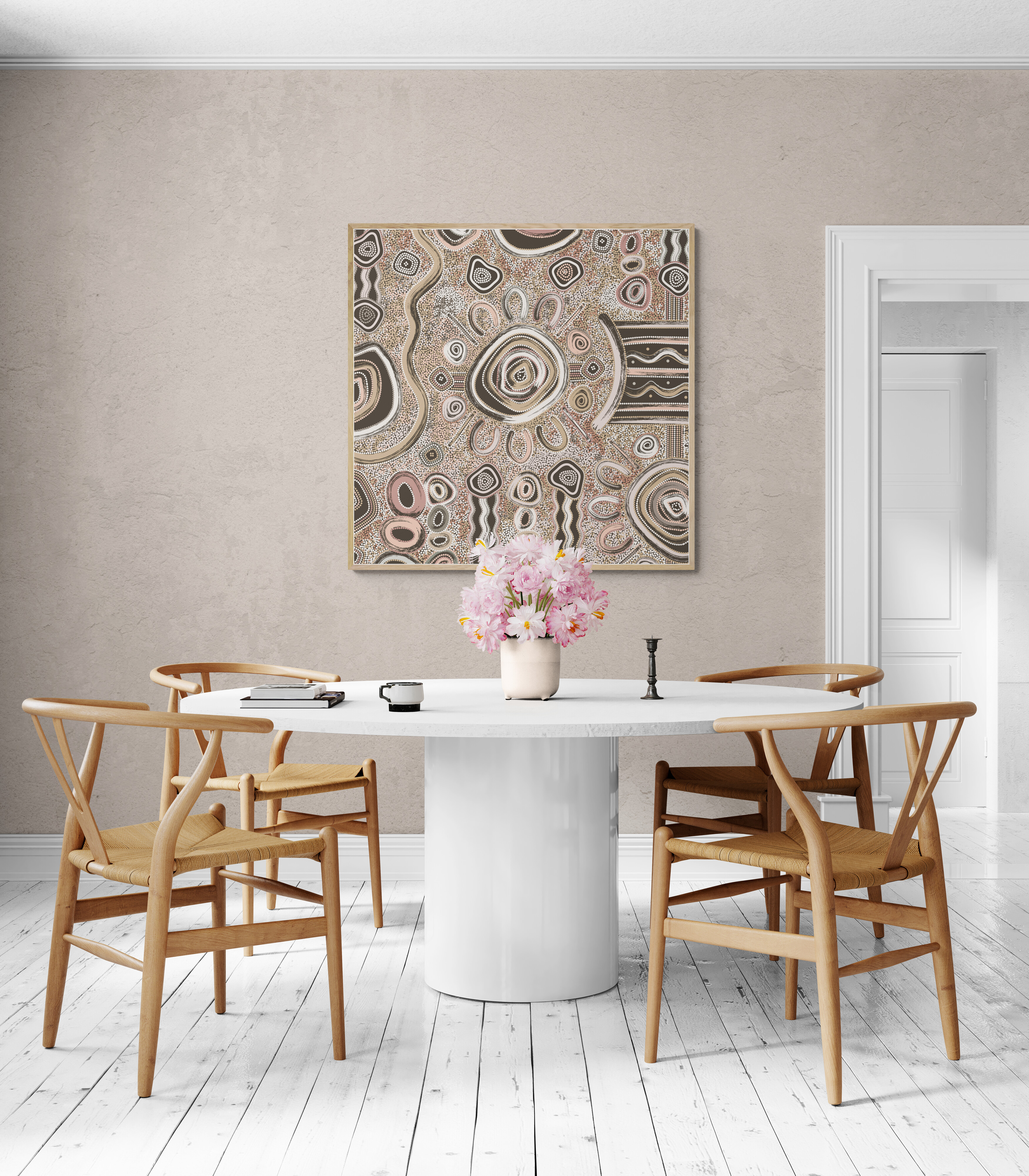 Aboriginal art in dining area