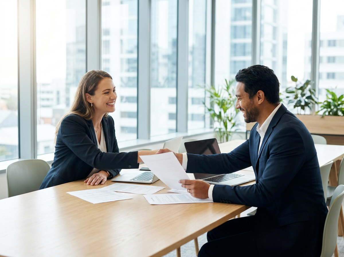 NHW benefits advisor consulting with a business owner on worksite benefits and corporate wellness strategy